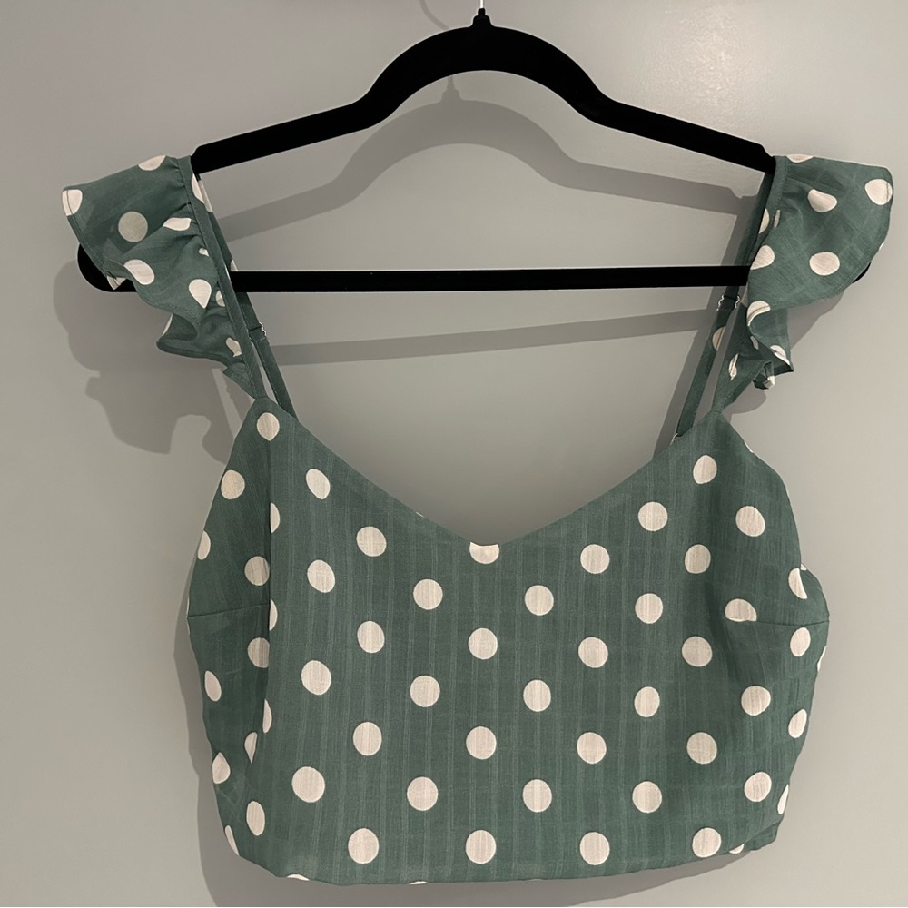 MINKPINK Green Polka Dot Crop Top